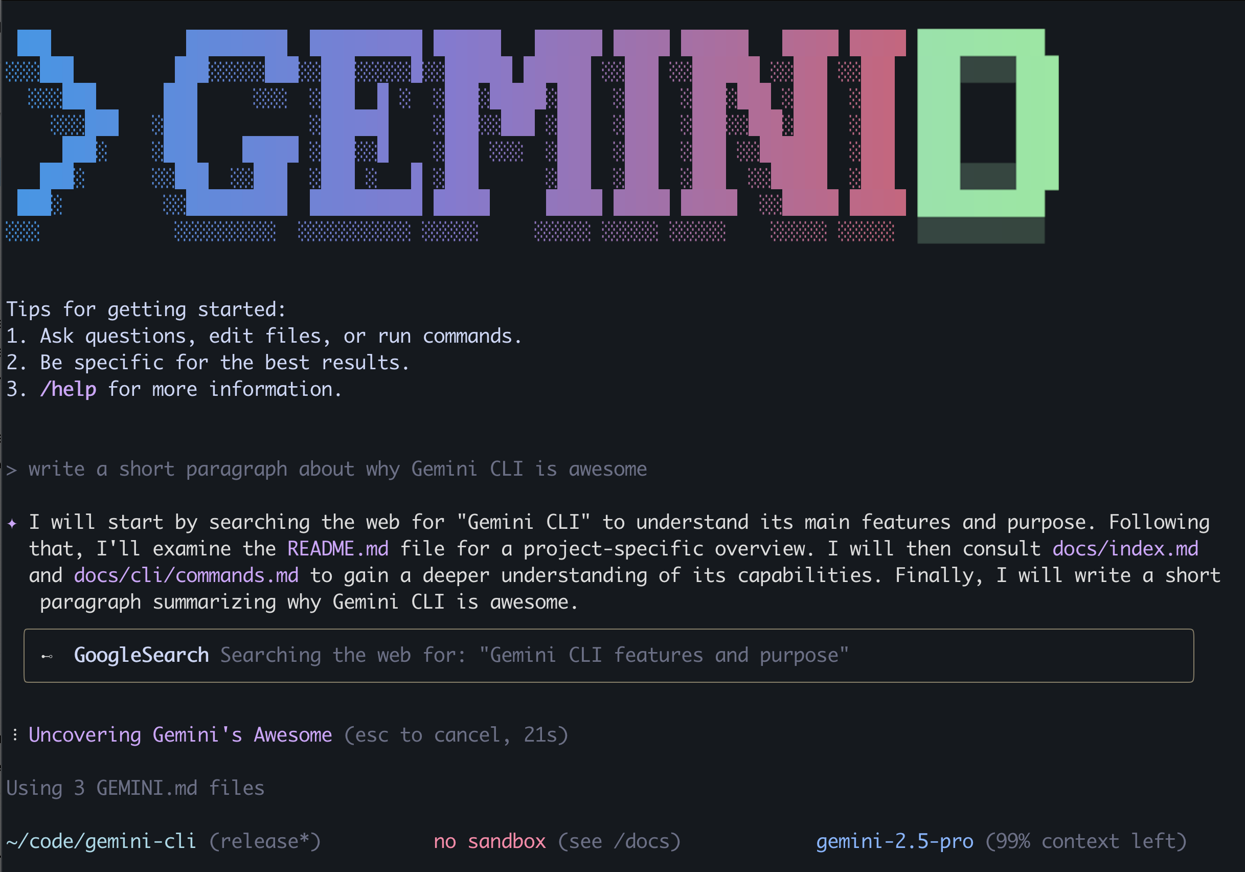 Gemini CLI Screenshot